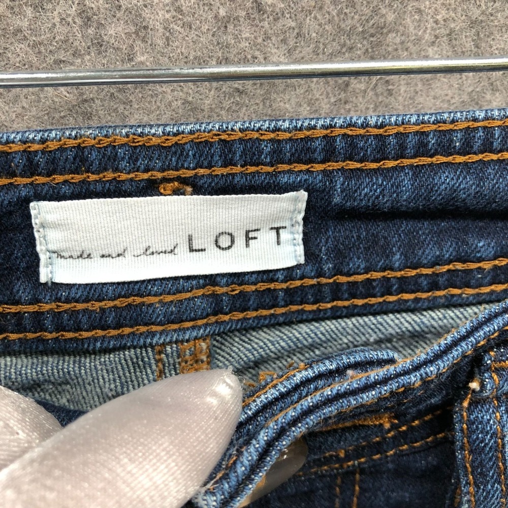 Loft High Waisted Wide Leg Crop Jeans Womens 28 / 6 Blue Dark Wash Stretch - Picture 6 of 11